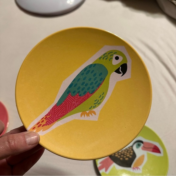 Issac Mizrahi Plates Melamine Colorful Bird-Themed Dessert Beach House Coast 6” - Picture 6 of 9